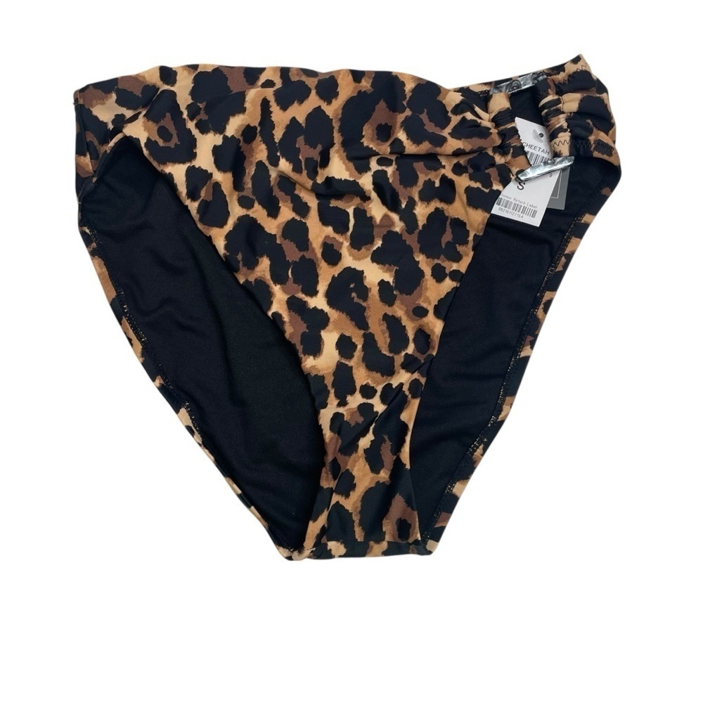 Bar III Night and Day Cheetah-Print Bikini Bottoms Brown Black Small New